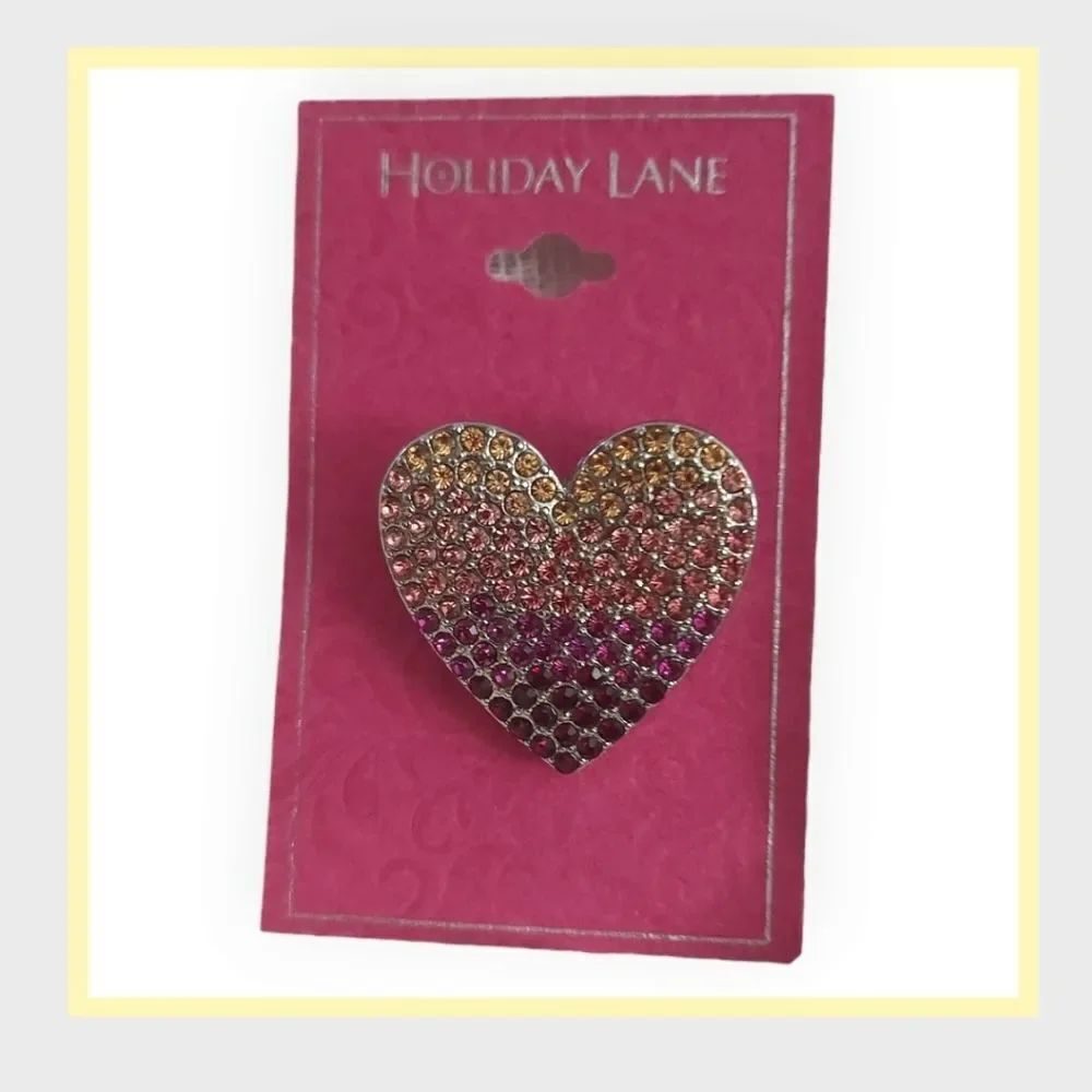 Beautiful Rhinestone Heart Shape Brooch by Kenneth Jay Lane